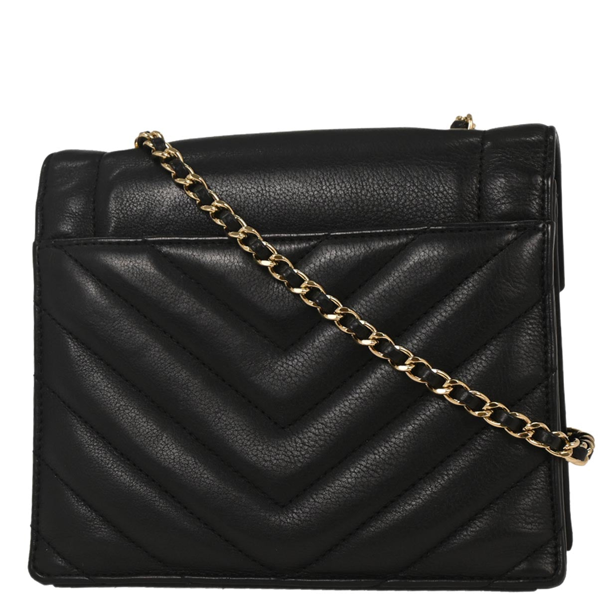 Chanel Black Calfskin Chevron Shoulder Bag