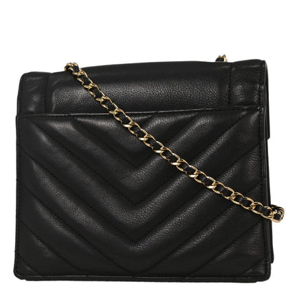 Chanel Black Calfskin Chevron Shoulder Bag