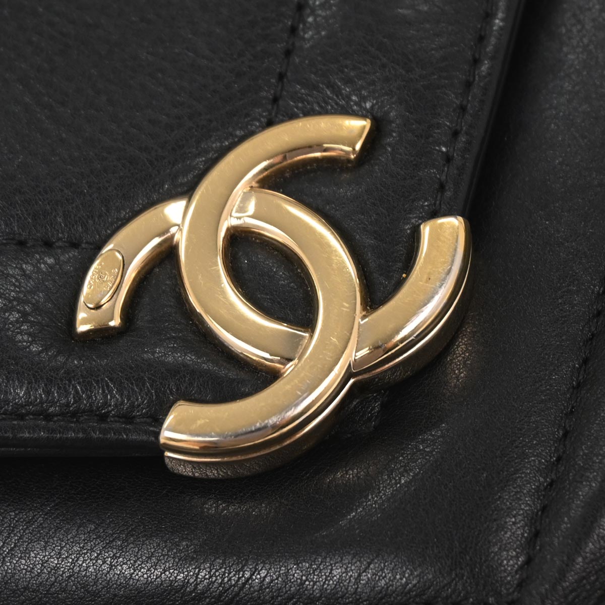 Chanel Black Calfskin Chevron Shoulder Bag