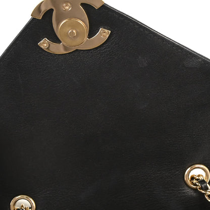 Chanel Black Calfskin Chevron Shoulder Bag