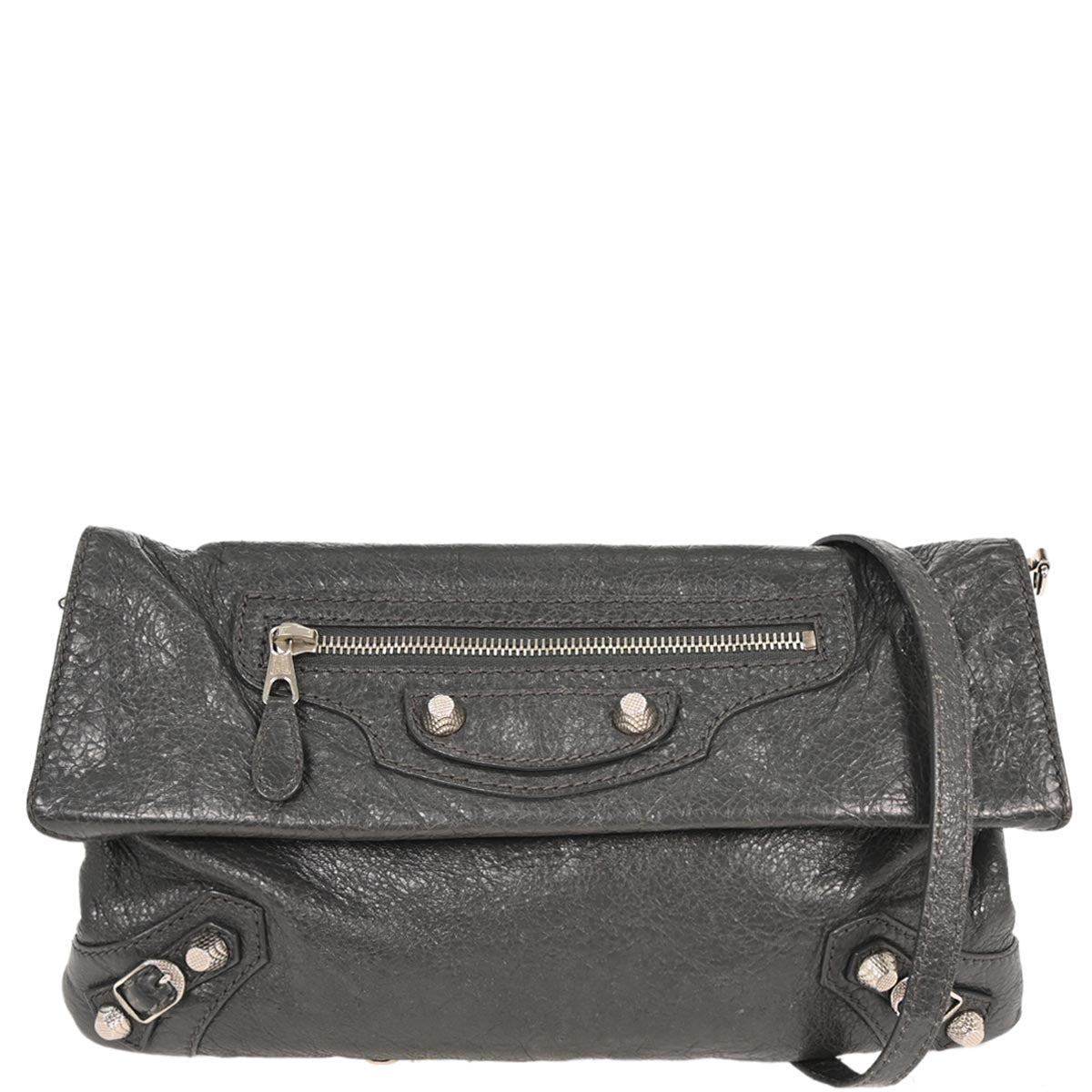 Balenciaga Gray Leather Envelope Shoulder Bag