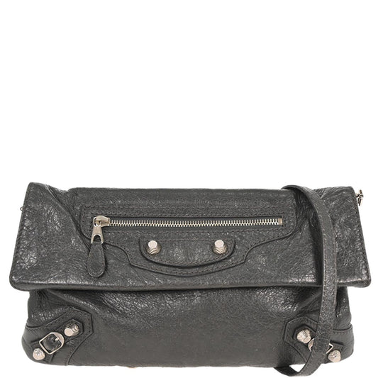 Balenciaga Gray Leather Envelope Shoulder Bag