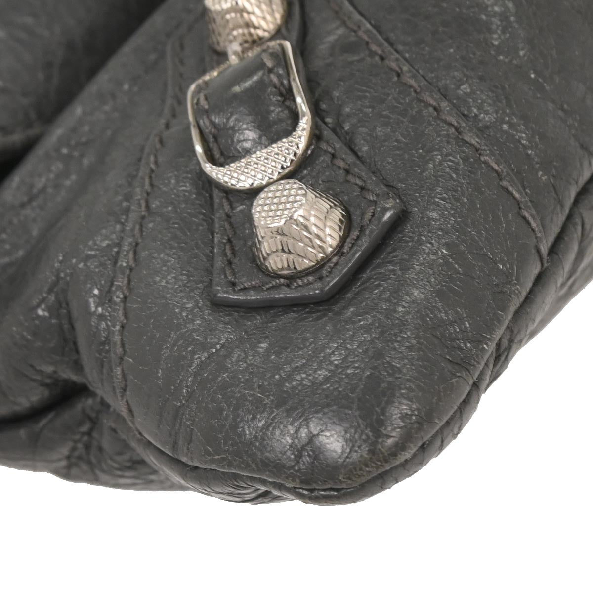 Balenciaga Gray Leather Envelope Shoulder Bag