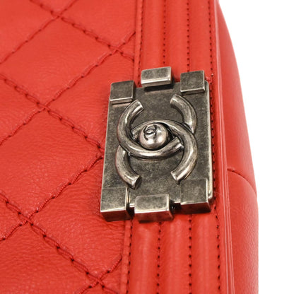 Boy Chanel Red Calfskin Wild Stitch Large Shoulder Bag