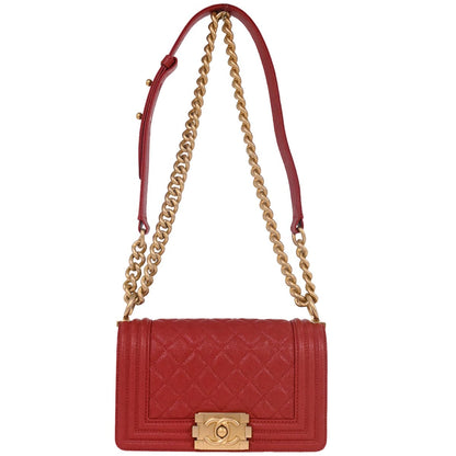 Boy Chanel 2019 Red Caviar Small Chain Shoulder Bag