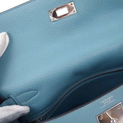Hermes Blue Saint Cyr Taurillon Clemence Kelly 28 Retourne Handbag