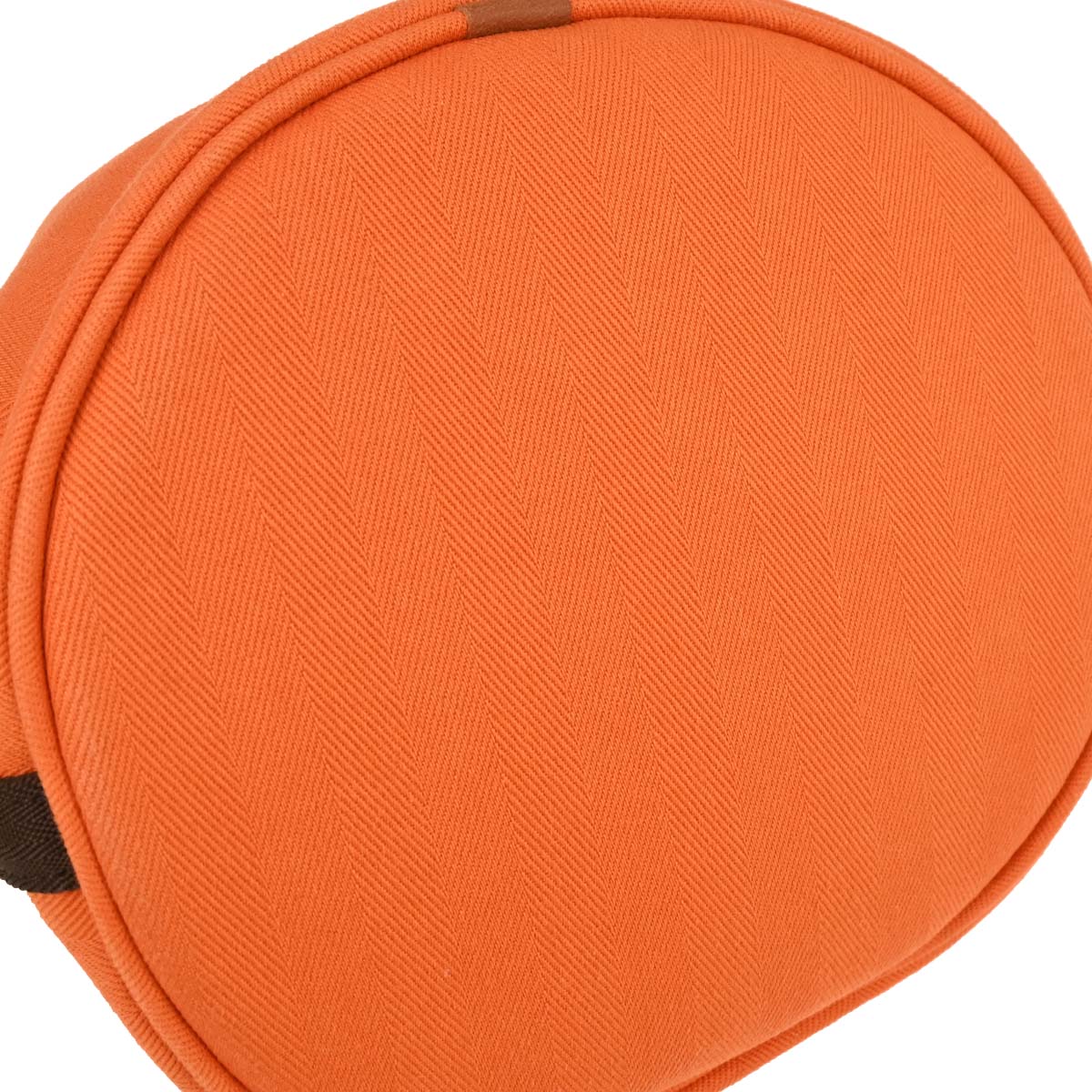Hermes Orange Toile Chevron Sac de Pansage Bucket Shoulder Bag