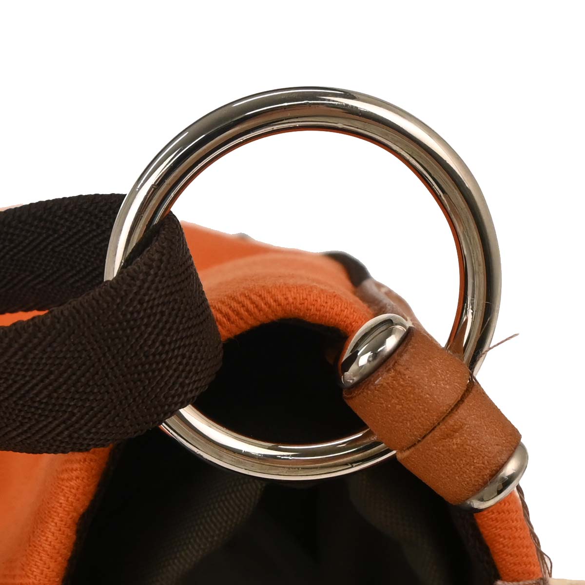 Hermes Orange Toile Chevron Sac de Pansage Bucket Shoulder Bag