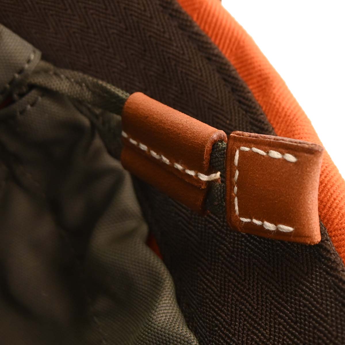 Hermes Orange Toile Chevron Sac de Pansage Bucket Shoulder Bag