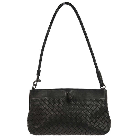 Bottega Veneta Black Lambskin Intrecciato Handbag