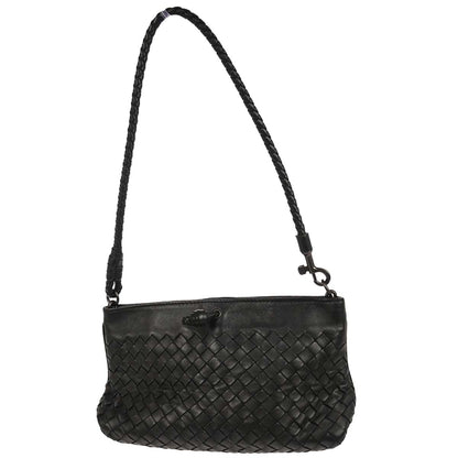 Bottega Veneta Black Lambskin Intrecciato Handbag