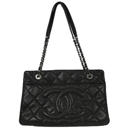 Chanel 2013-2014 Black Caviar Timeless CC Chain Tote Bag