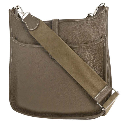 Hermes Etoupe Taurillon Clemence Evelyne 3 29 PM Shoulder Bag