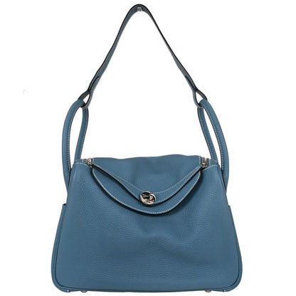 Hermes Blue Jean Taurillon Clemence Lindy 30 Shoulder Bag