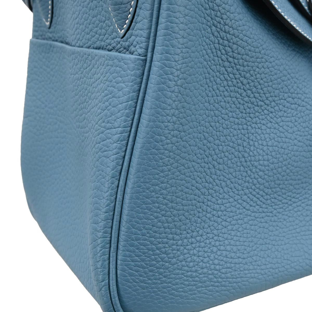Hermes Blue Jean Taurillon Clemence Lindy 30 Shoulder Bag