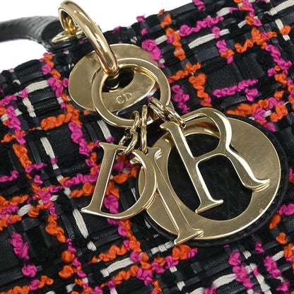 Christian Dior * Black Tweed Large Lady Dior Cannage Handbag