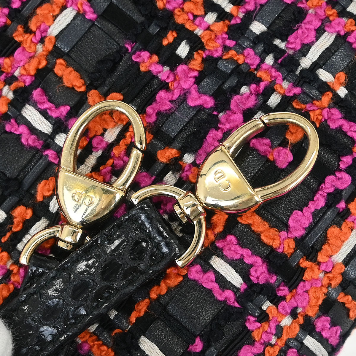 Christian Dior * Black Tweed Large Lady Dior Cannage Handbag