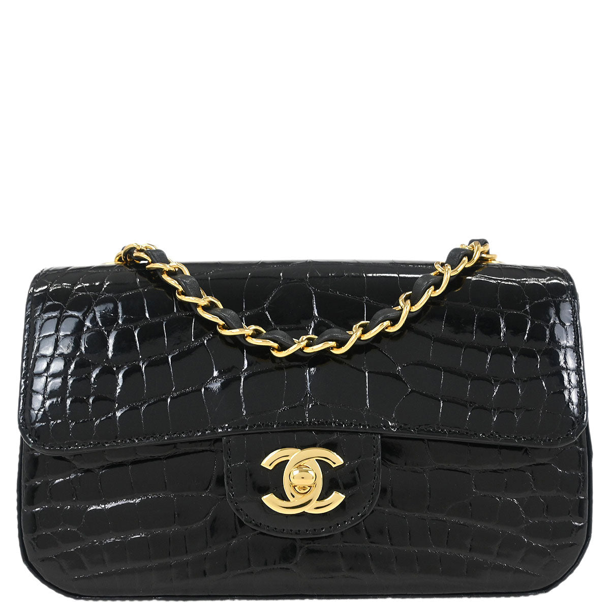 Chanel * 2017-2018 Black Crocodile Single Flap Shoulder Bag