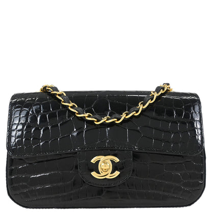 Chanel * 2017-2018 Black Crocodile Single Flap Shoulder Bag