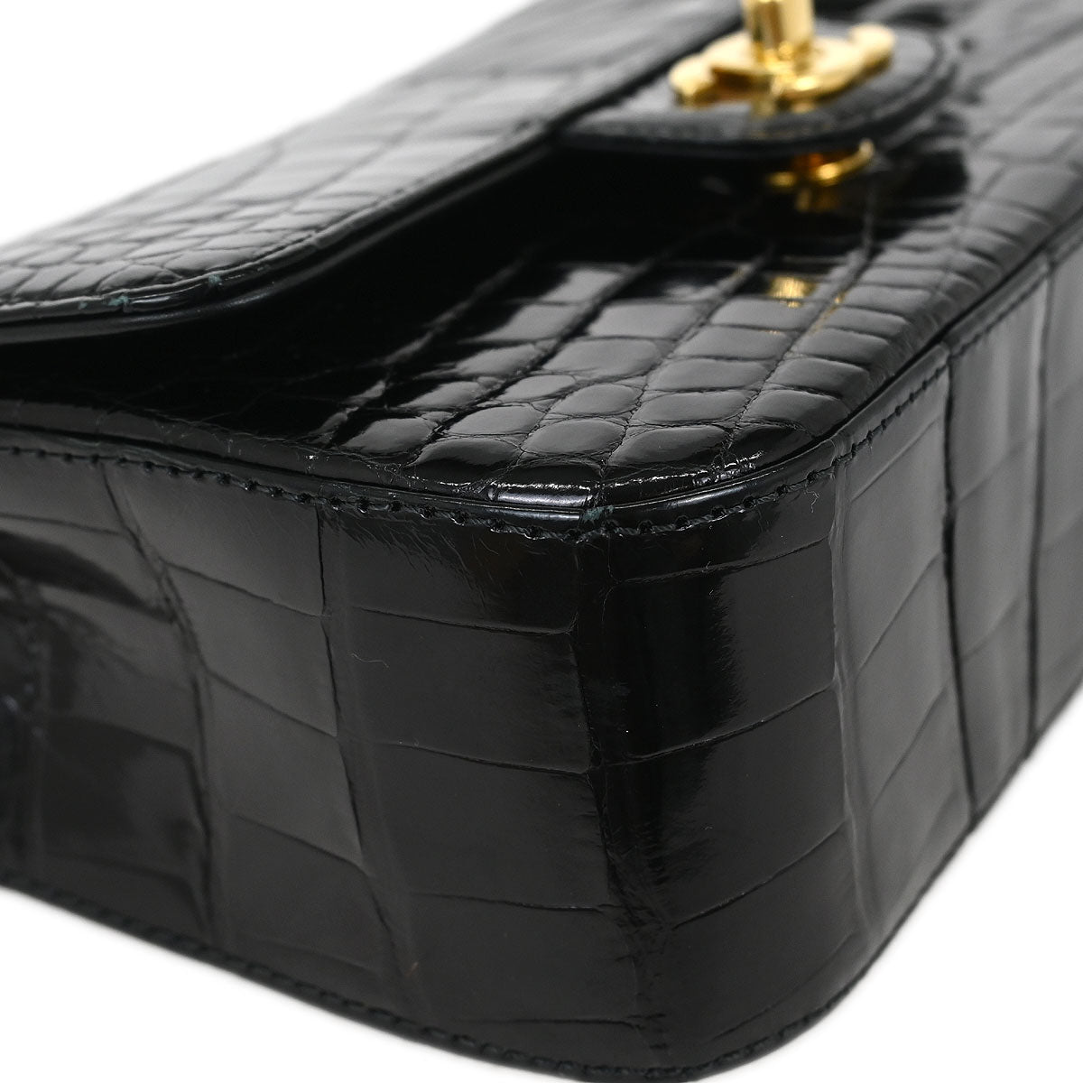 Chanel * 2017-2018 Black Crocodile Single Flap Shoulder Bag