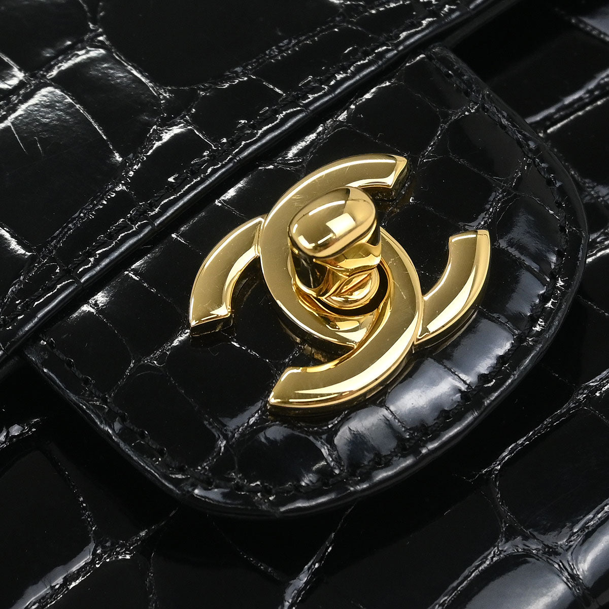 Chanel * 2017-2018 Black Crocodile Single Flap Shoulder Bag