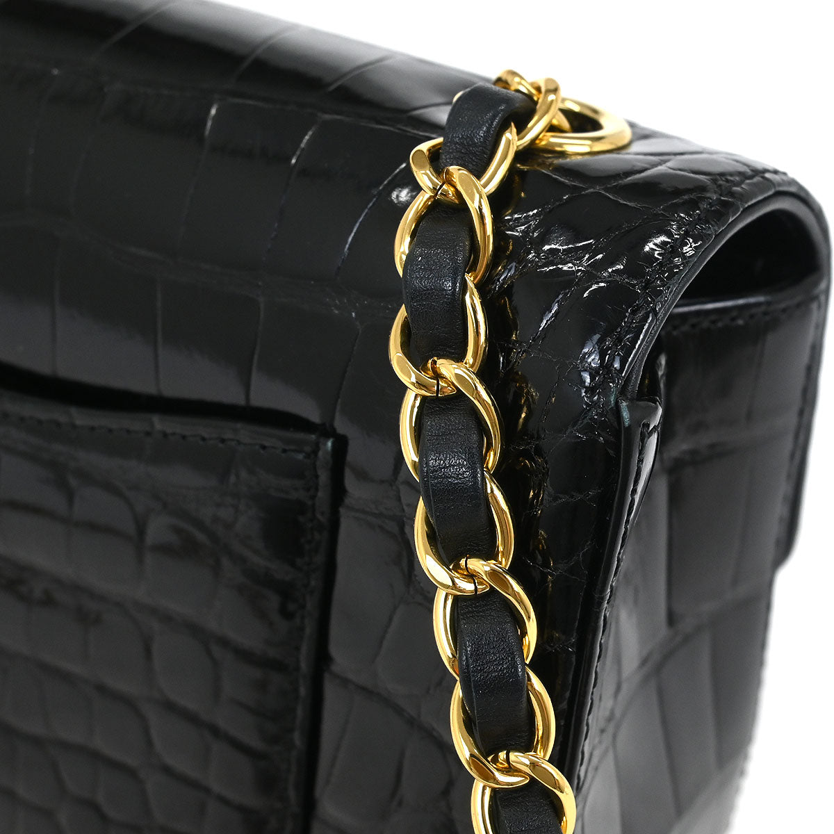 Chanel * 2017-2018 Black Crocodile Single Flap Shoulder Bag