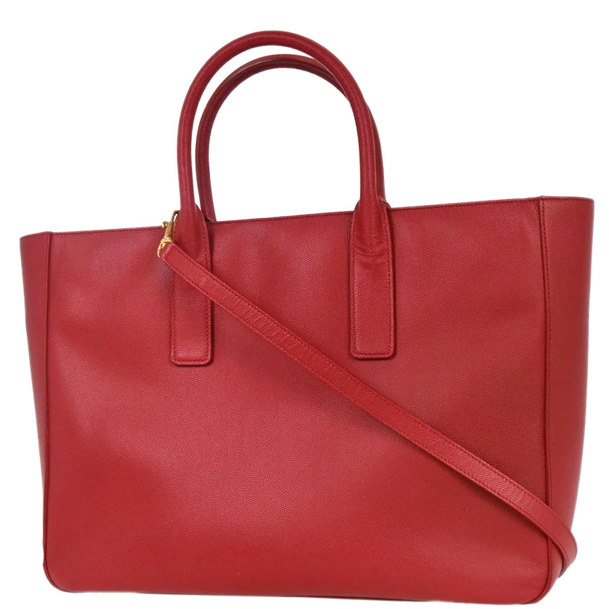 Saint Laurent Red Leather Sac Museum Tote Handbag