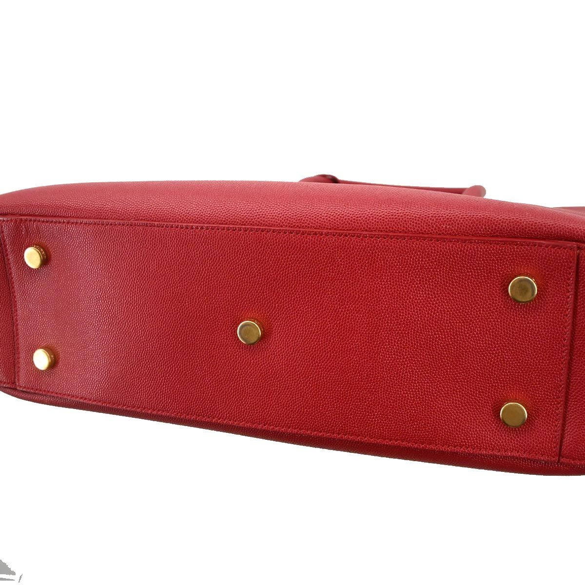 Saint Laurent Red Leather Sac Museum Tote Handbag