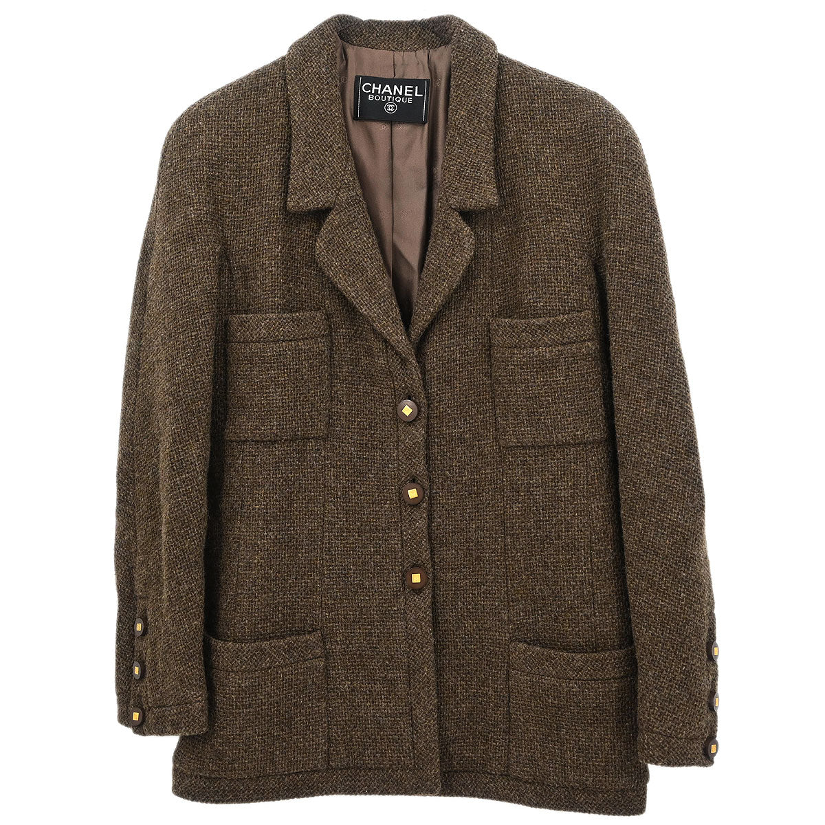 Chanel Single Breasted Jacket Brown