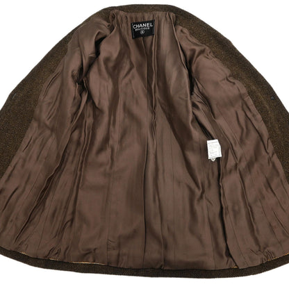 Chanel Single Breasted Jacket Brown