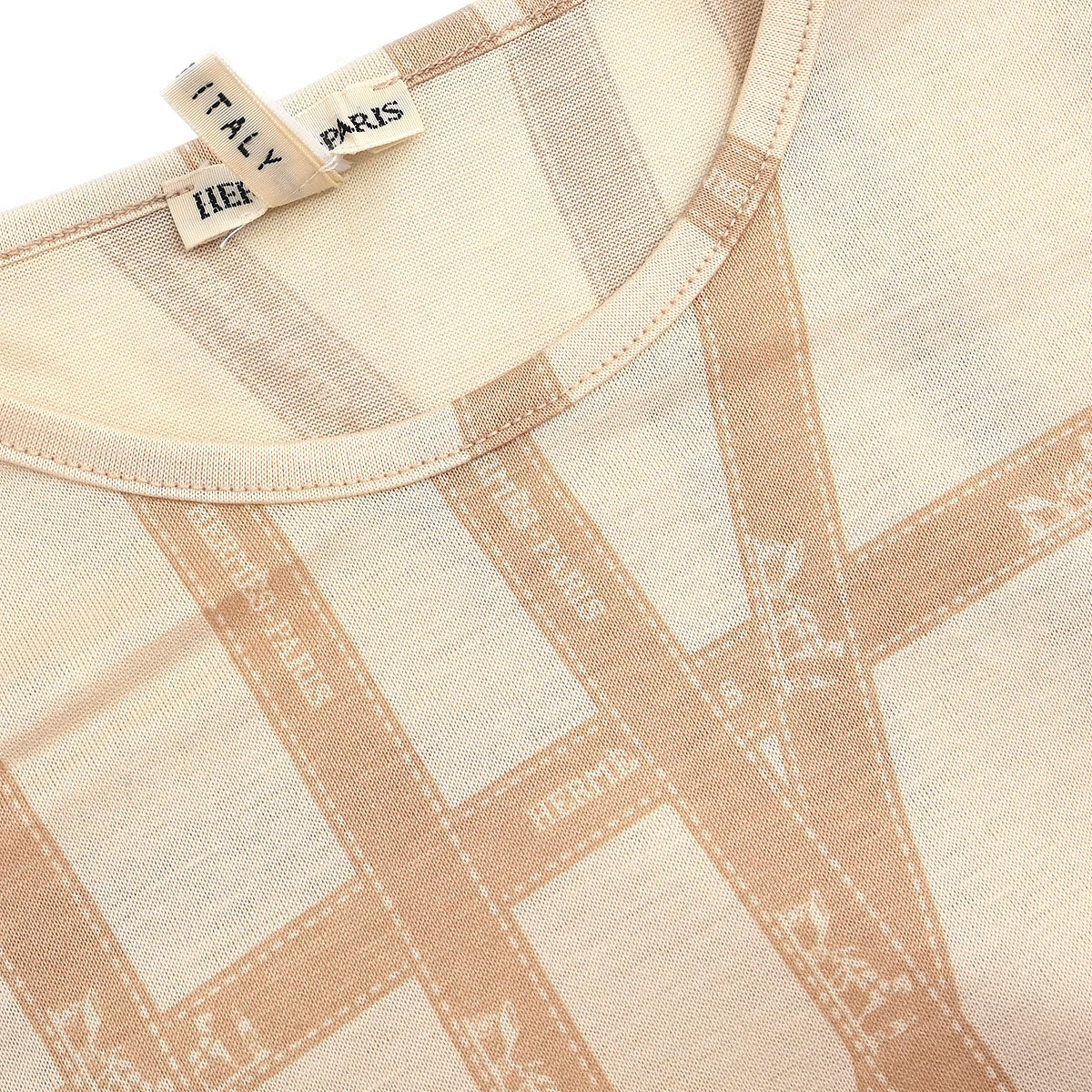 Hermes T-shirt Top Light Beige #S