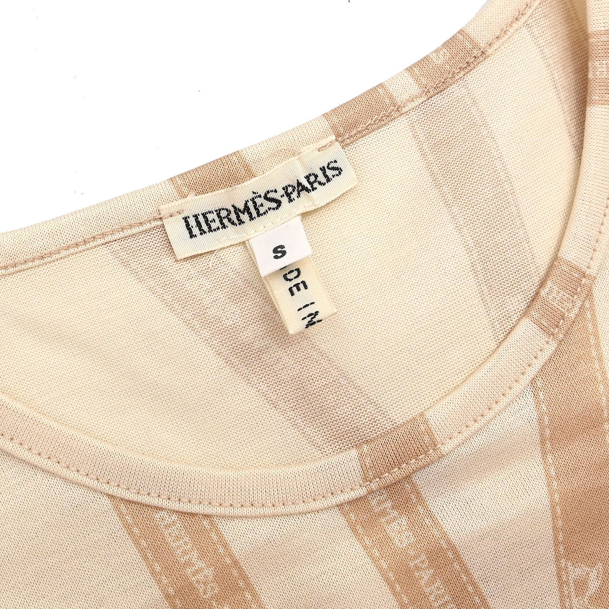 Hermes T-shirt Top Light Beige #S