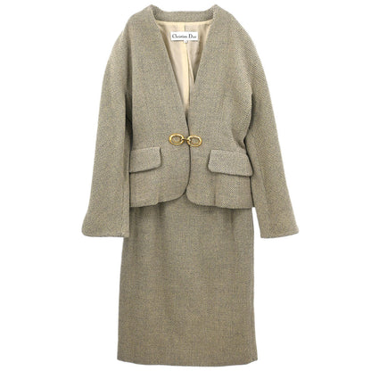 Christian Dior Setup Suit Jacket Skirt Brown #36–38