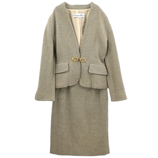 Christian Dior Setup Suit Jacket Skirt Brown #36–38