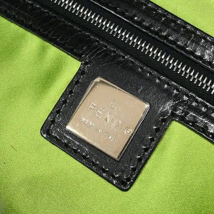 Fendi Black Cotton Beaded Embroidered Baguette Handbag