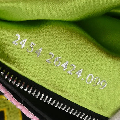 Fendi Black Cotton Beaded Embroidered Baguette Handbag