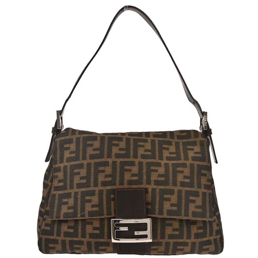 Fendi Brown Canvas Zucca Mamma Baguette Handbag