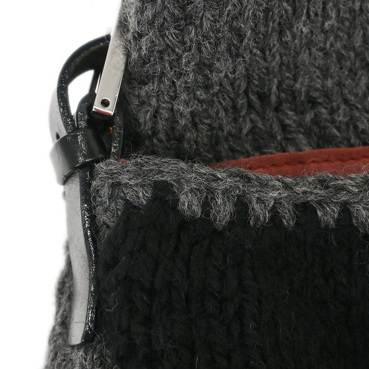 Fendi Gray Wool Baguette Handbag