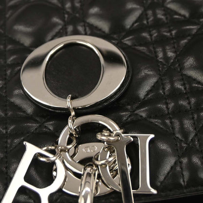 Christian Dior Black Lambskin Medium Lady Dior Cannage 2way Shoulder Handbag