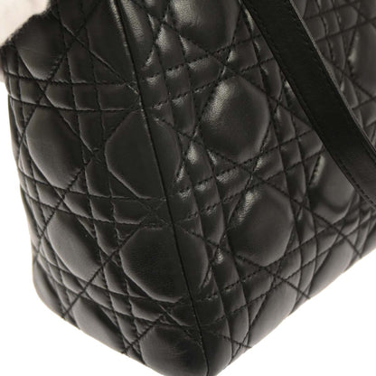 Christian Dior Black Lambskin Medium Lady Dior Cannage 2way Shoulder Handbag