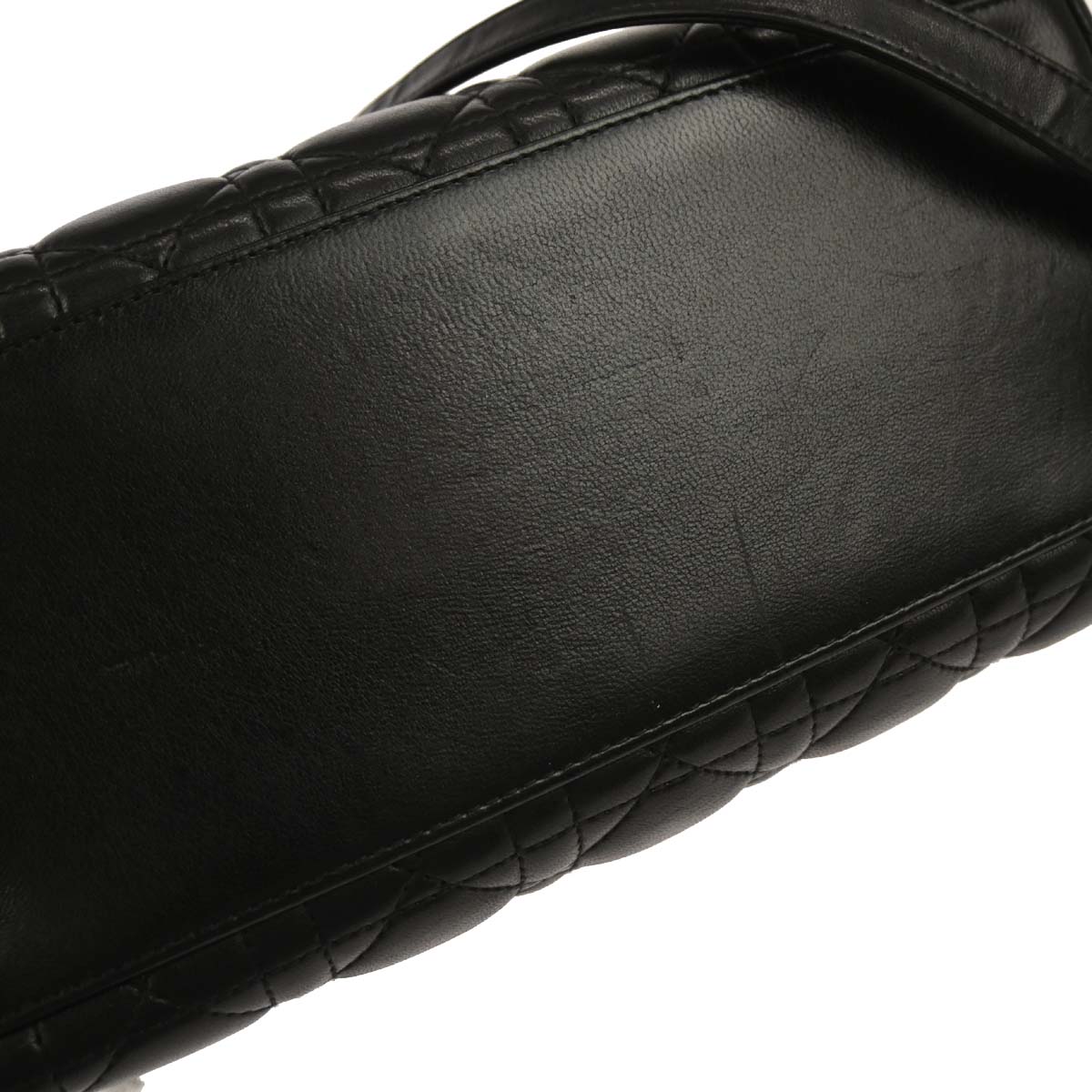 Christian Dior Black Lambskin Medium Lady Dior Cannage 2way Shoulder Handbag