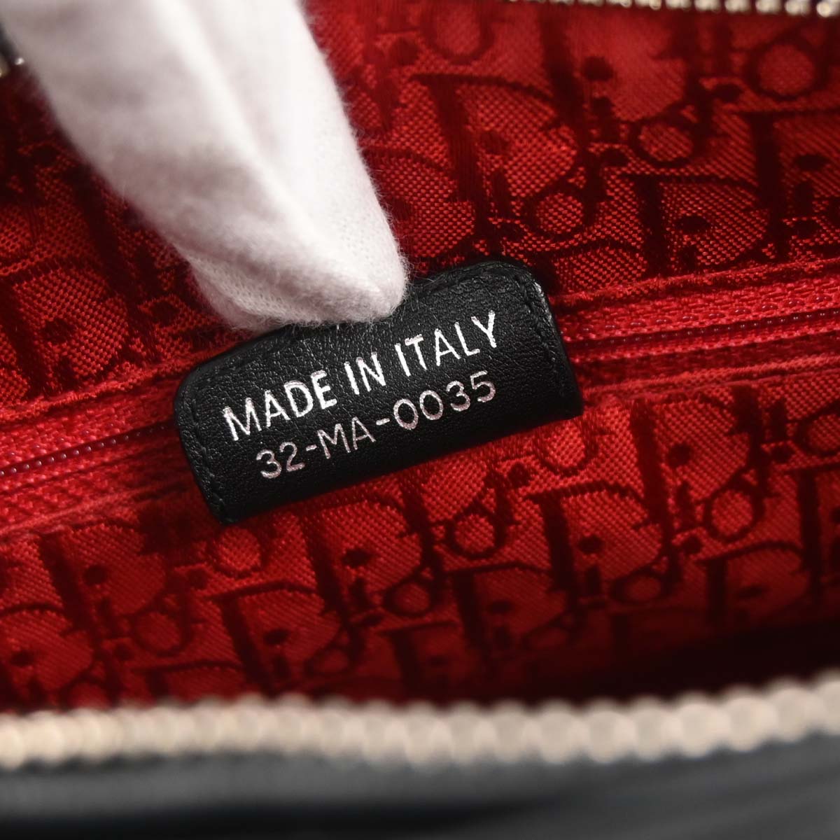 Christian Dior Black Lambskin Medium Lady Dior Cannage 2way Shoulder Handbag