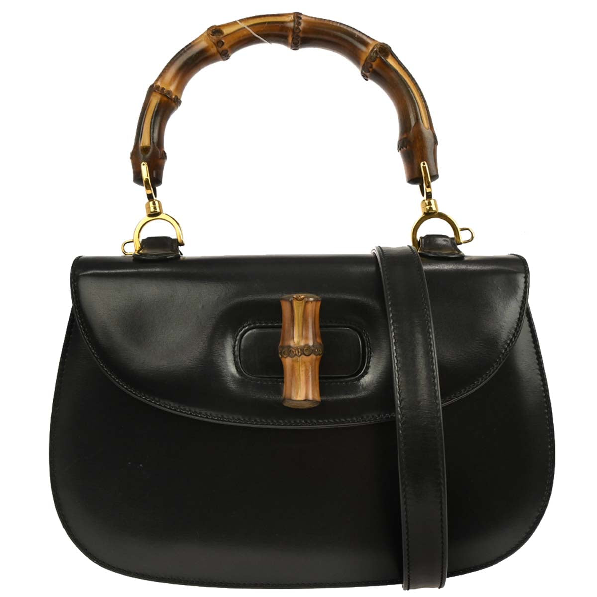 Gucci Black Bamboo 2way Shoulder Handbag