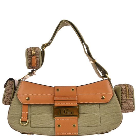 Christian Dior Green Beige Street Chic Columbus Shoulder Bag