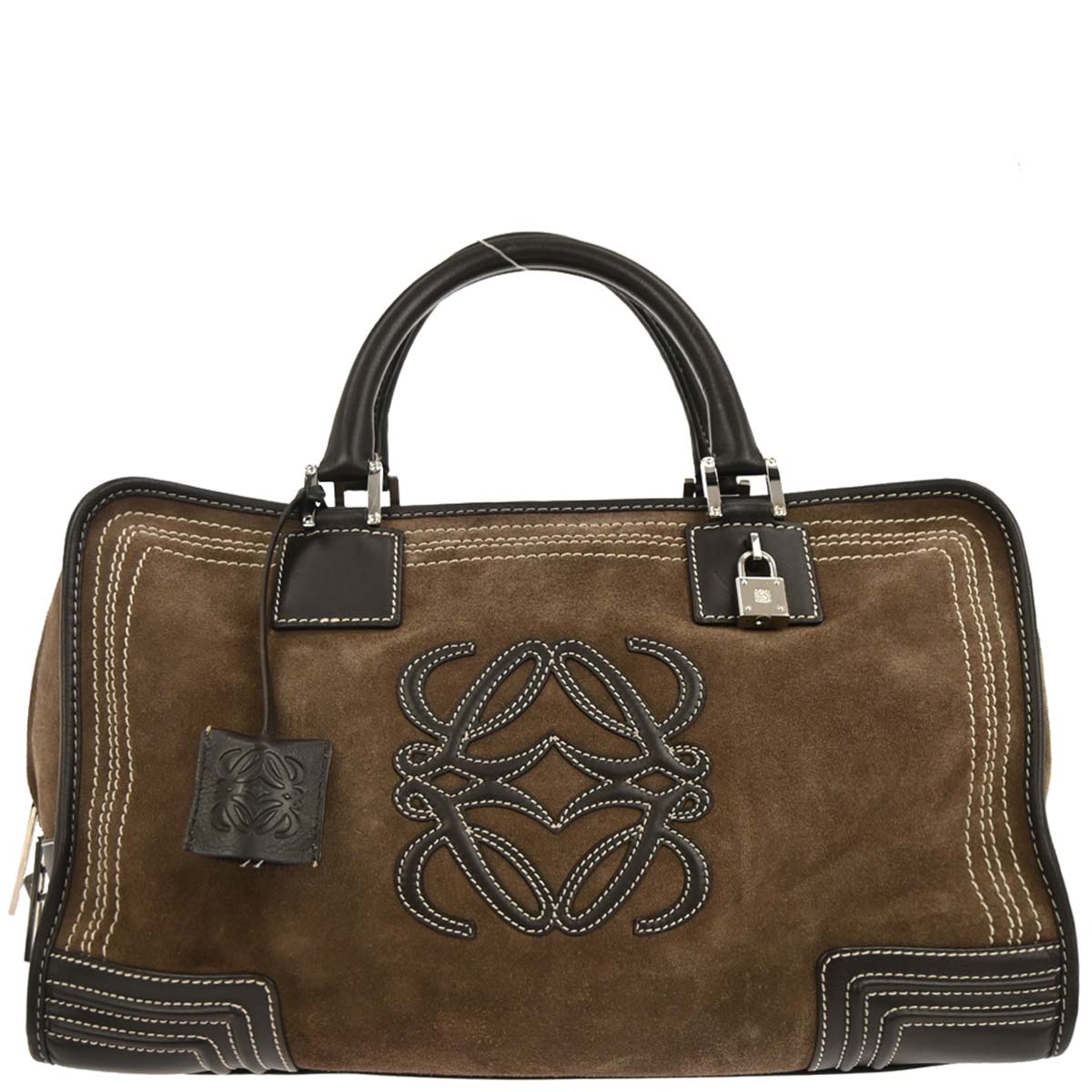 Loewe Brown Suede Amazona 36 Handbag