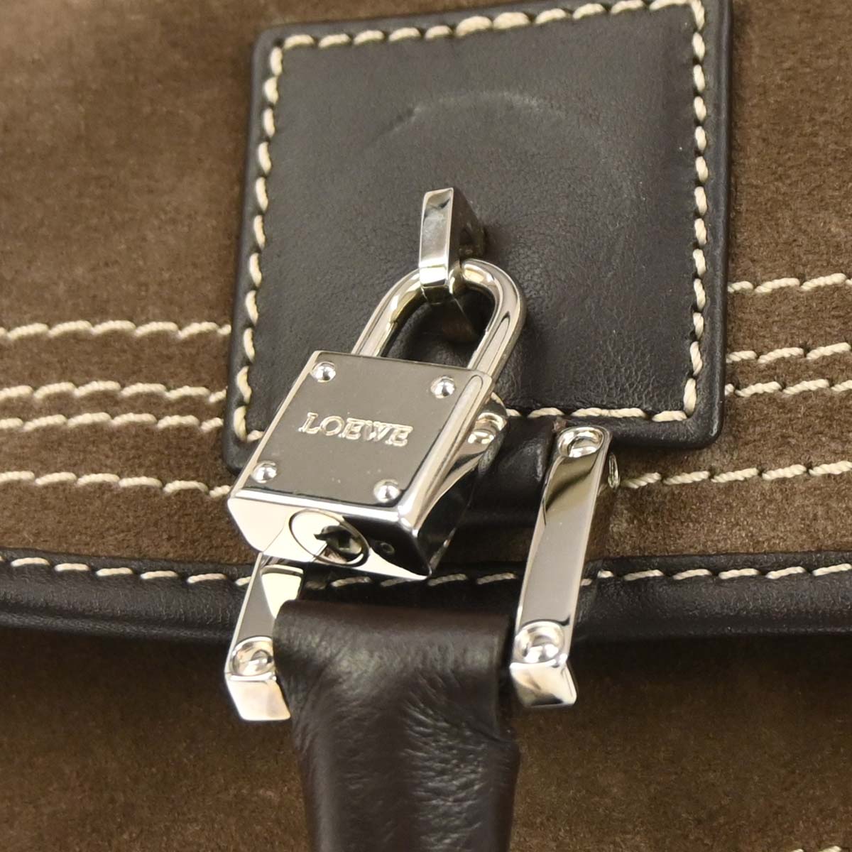 Loewe Brown Suede Amazona 36 Handbag