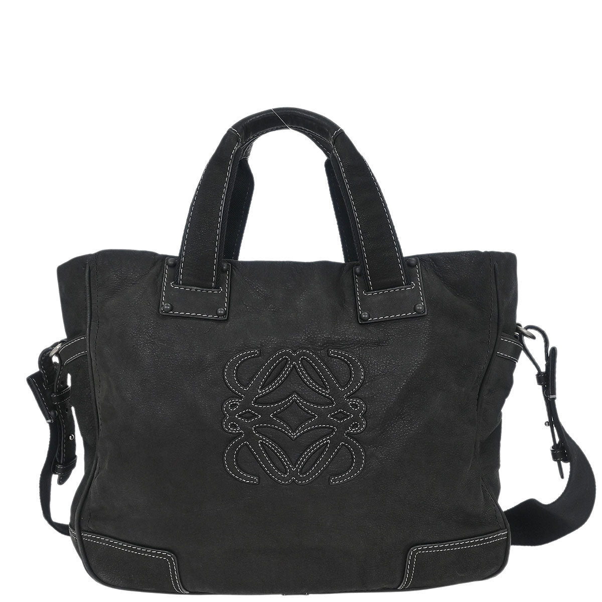 Loewe * Black Leather Tote 2way Shoulder Handbag