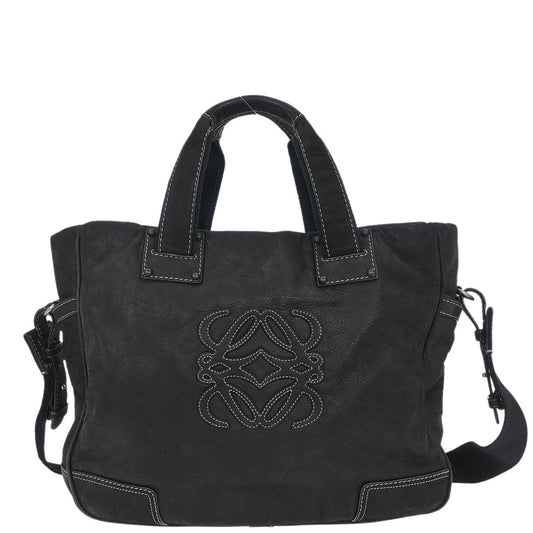 Loewe * Black Leather Tote 2way Shoulder Handbag