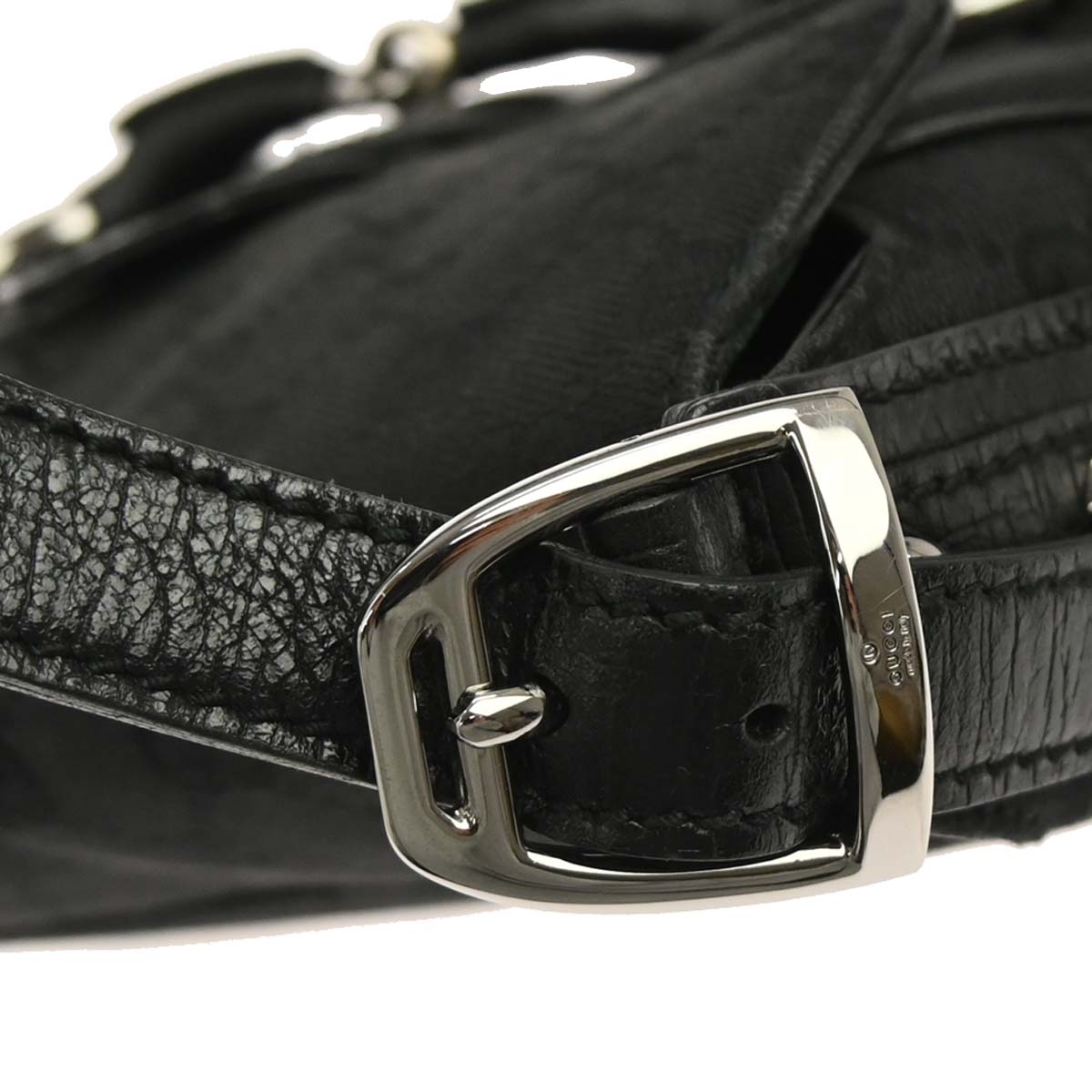 Gucci Black Horsebit GG Shoulder Bag