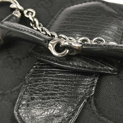 Gucci Black Horsebit GG Shoulder Bag